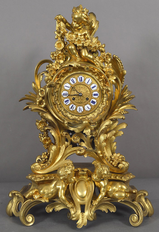 French bronze clock. Bruhns Auction Gallery image.